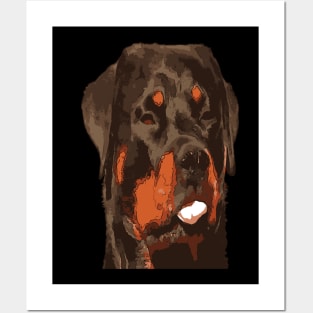 Cartoon Style Nerdy Rottie Sticking Tongue Out Posters and Art